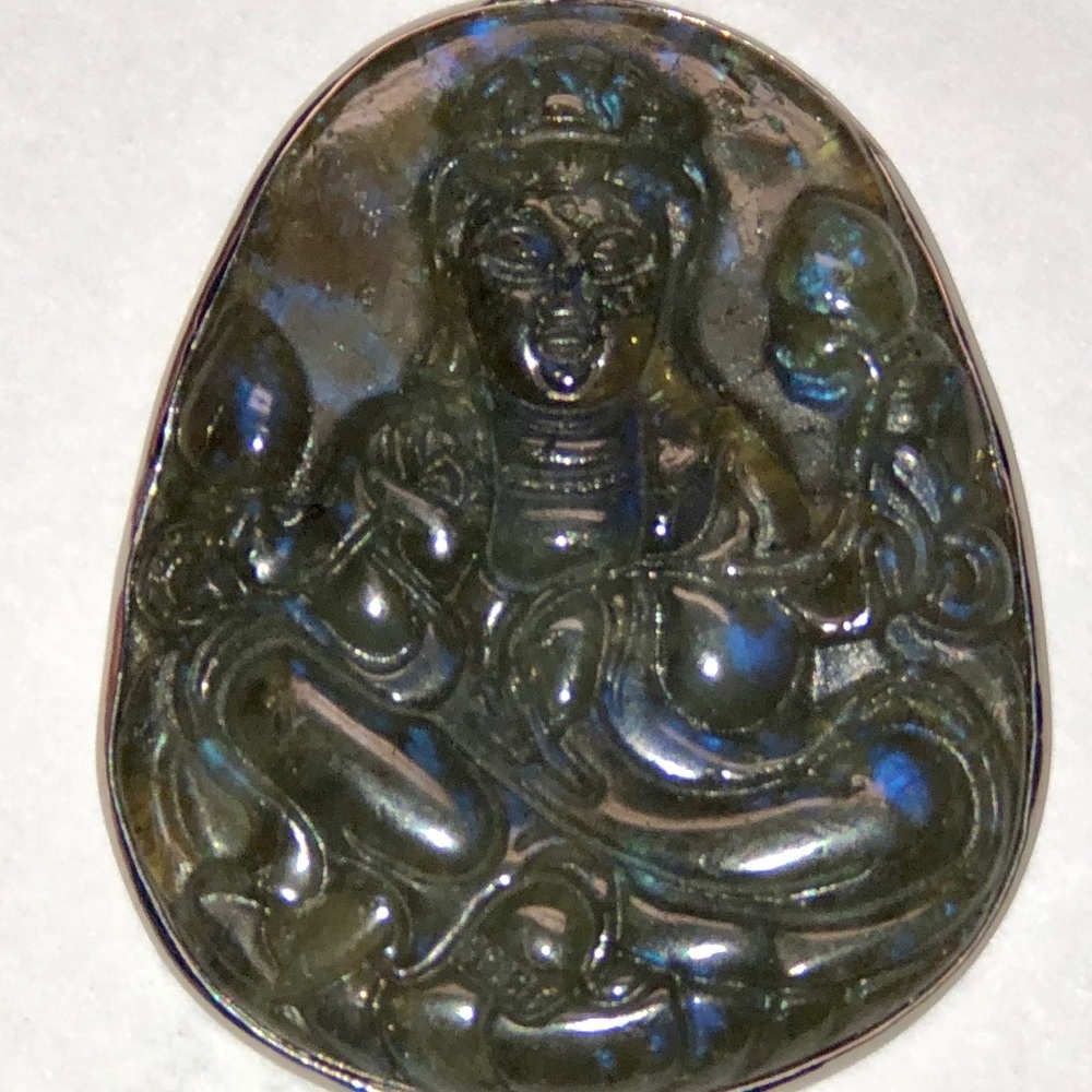 RARE Labradorite Buddha Pendant Handcrafted